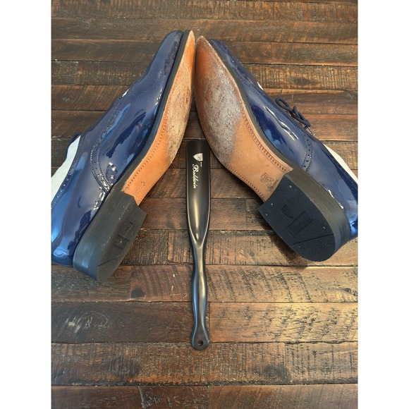 Stacy Baldwin Size 13EE Blue/White patent Lizard spectator oxford shoes main image 10